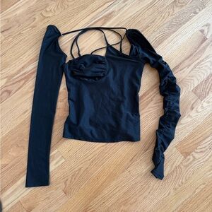 Sexy black cut out strappy going out top